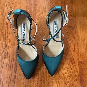 Emerald/Green Heels Size 6 New Straps/Strappy Satin